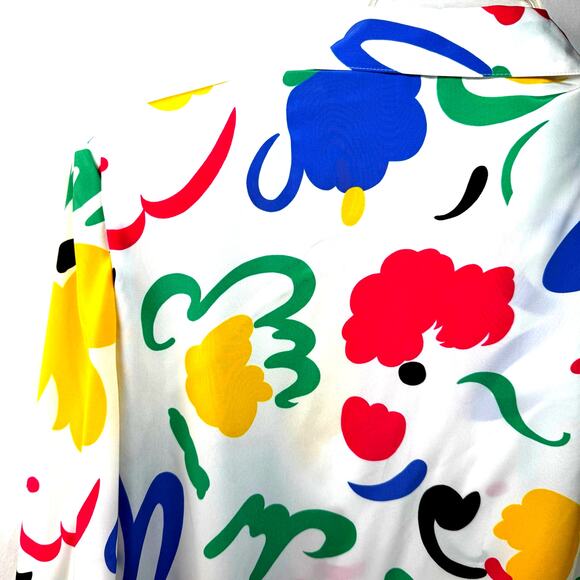 Vintage 90s Personal Blazer Size 12 Artsy Abstract Print Lightweight Silky Boxy - Picture 7 of 7